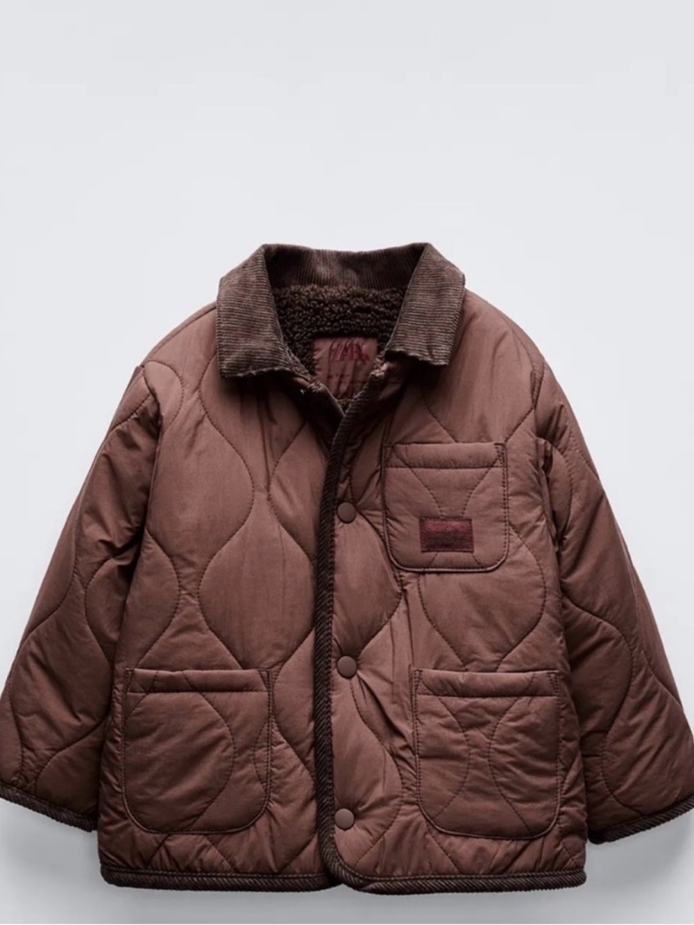 Zara Boys Brown Quilted Jacket 3T